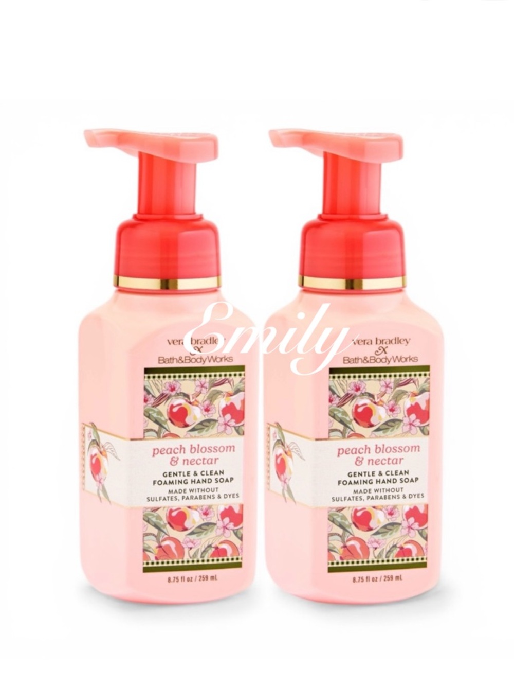 BBW x Vera Bradley PEACH BLOSSOM & NECTAR Gentle & Clean Foaming Hand Soap X 2